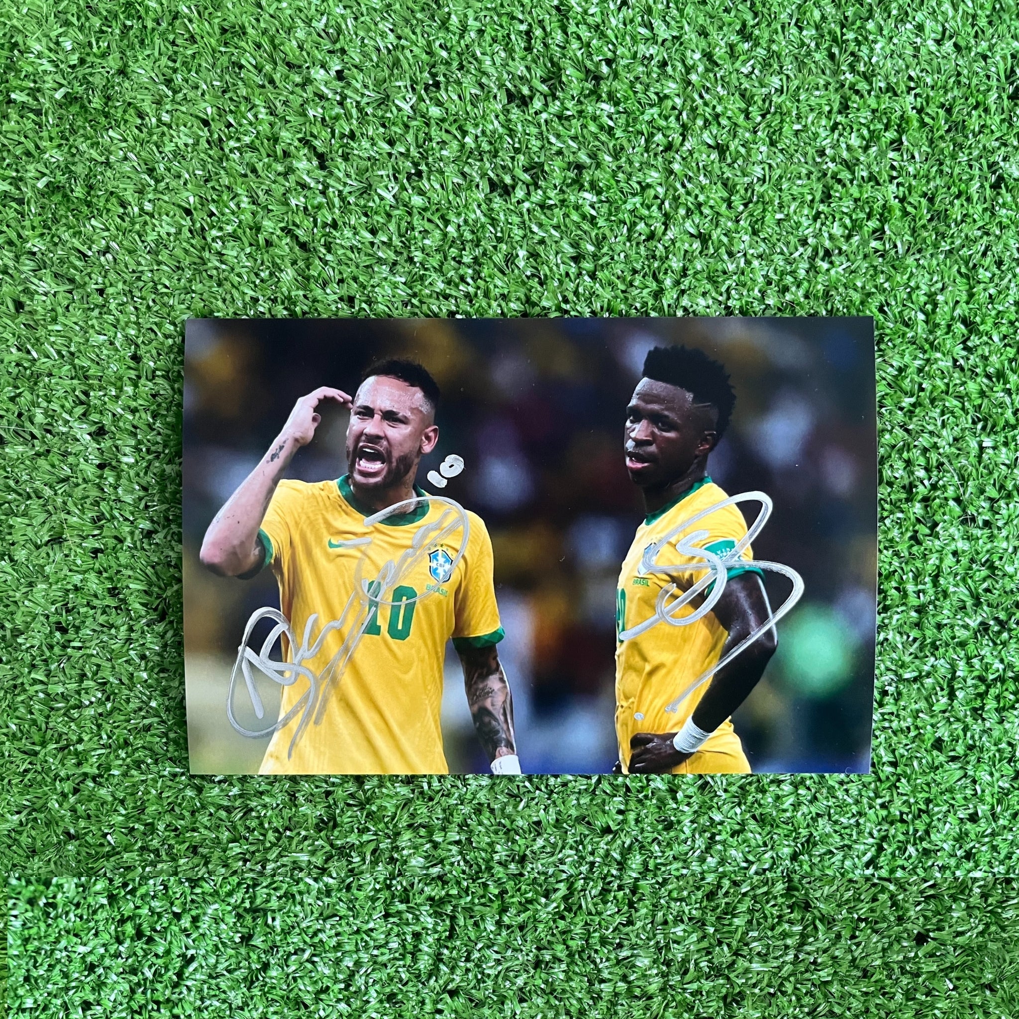 Signed Neymar & Vini Jr Brazil Photo